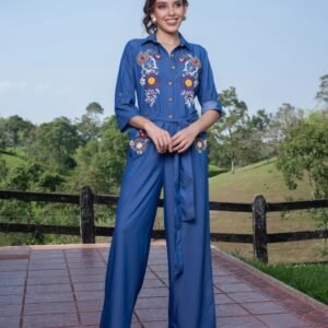 01-990 Enterizo Azul Jardín Nocturno