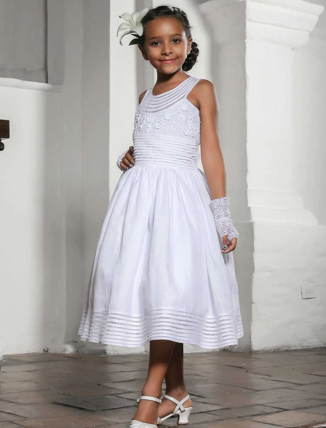 Vestido primera comunión corto bordado