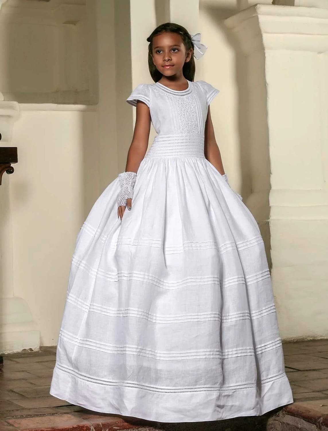 Vestido primera comunión bordado en sesgo