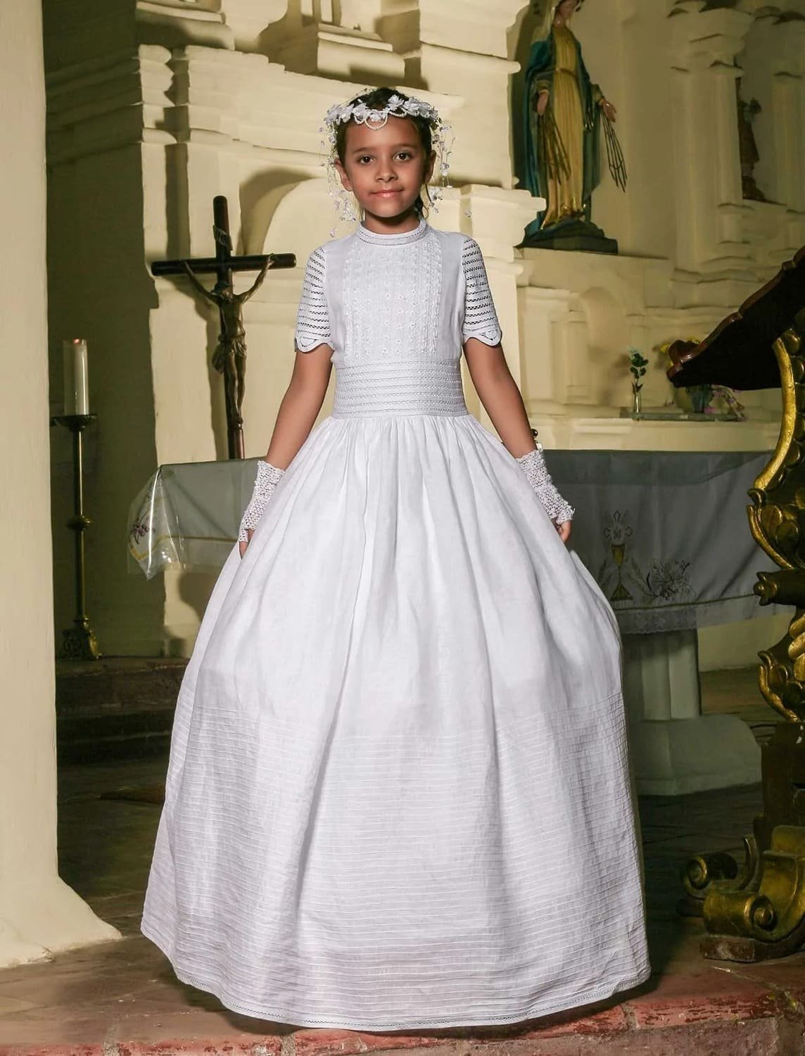 Vestido primera comunión manga corta