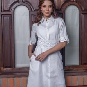 05-361 Vestido Blanco Clásica Distinción