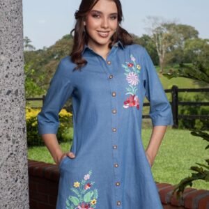 05-364 Vestido Azul Flores del Campo