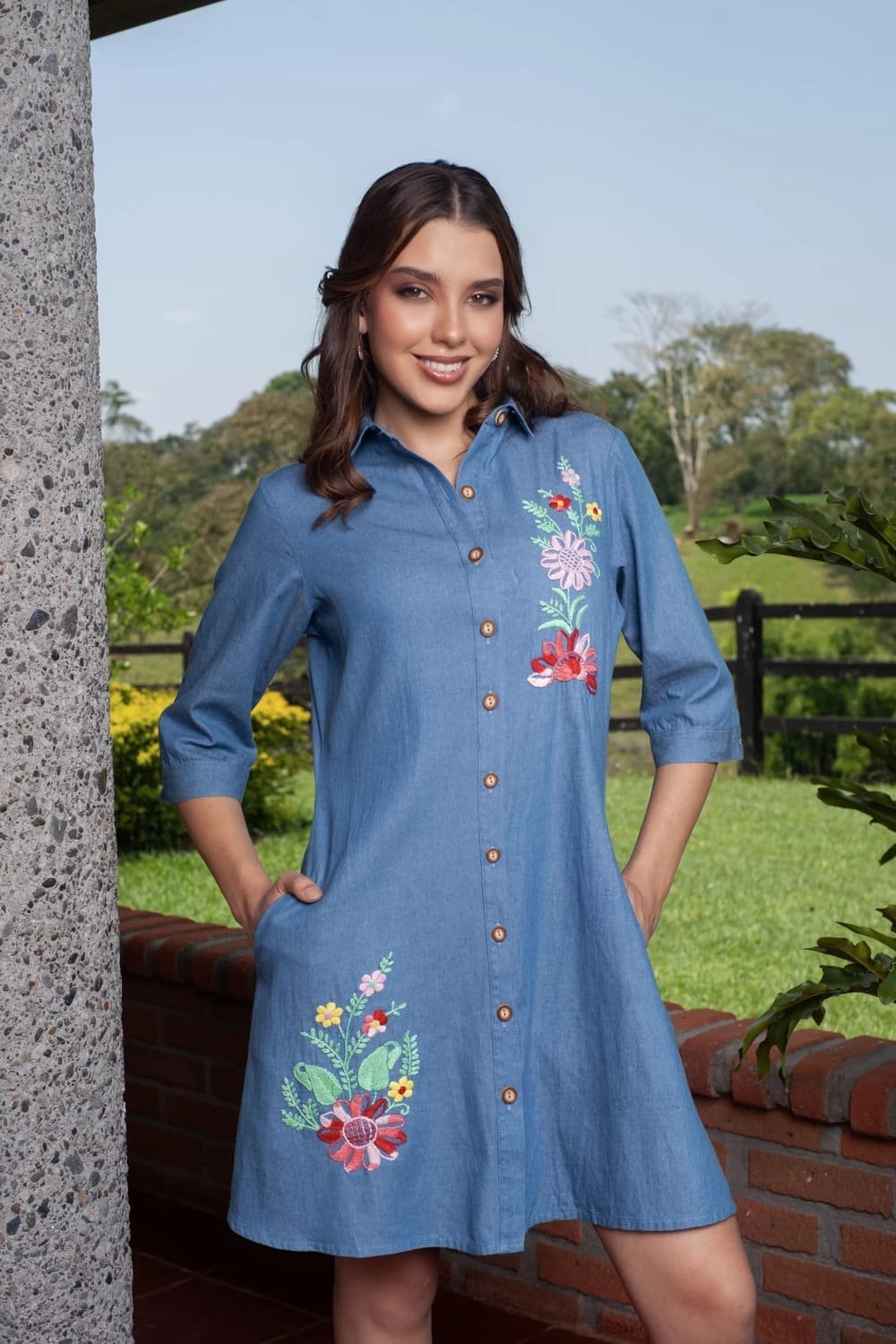 05-364 Vestido Azul Flores del Campo