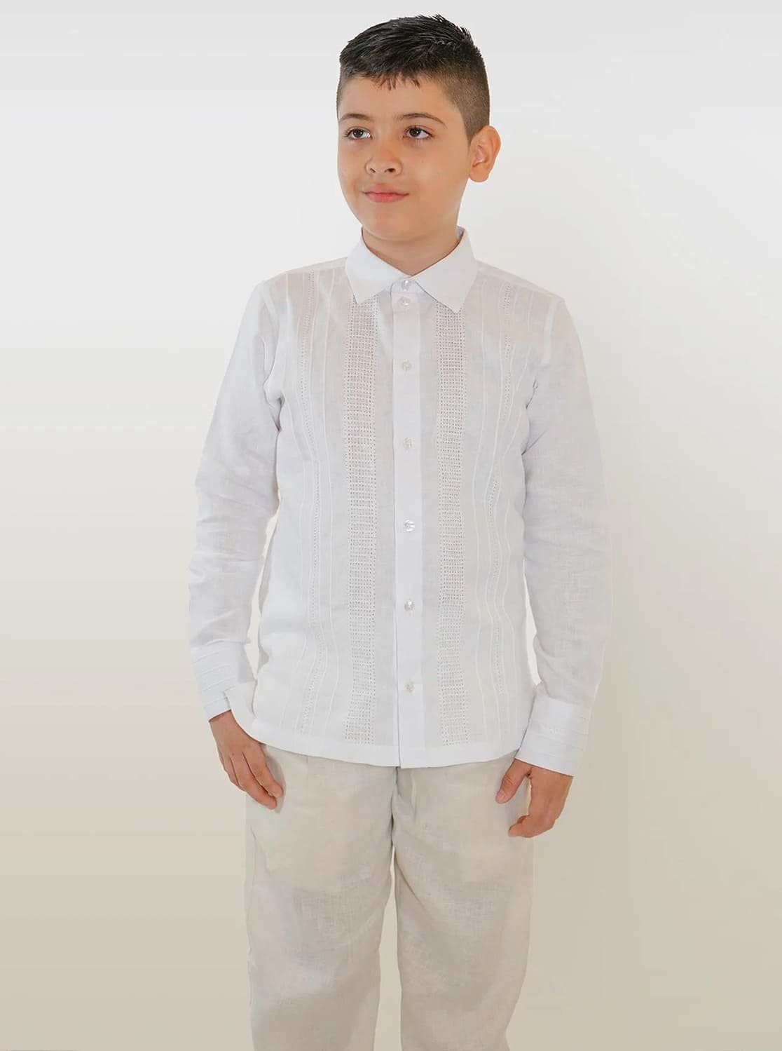 Camisa niño manga larga calada