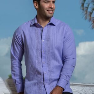 Guayabera y Camisa Artesanal Azul Manga Larga