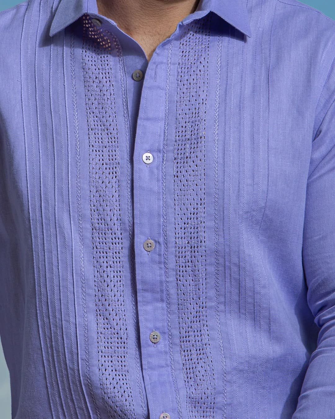 Guayabera y Camisa Artesanal Azul Manga Larga Calada 2 Guayabera y Camisa Artesanal Azul Manga Larga