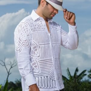 Guayabera Blanca Manga Larga Sesgos
