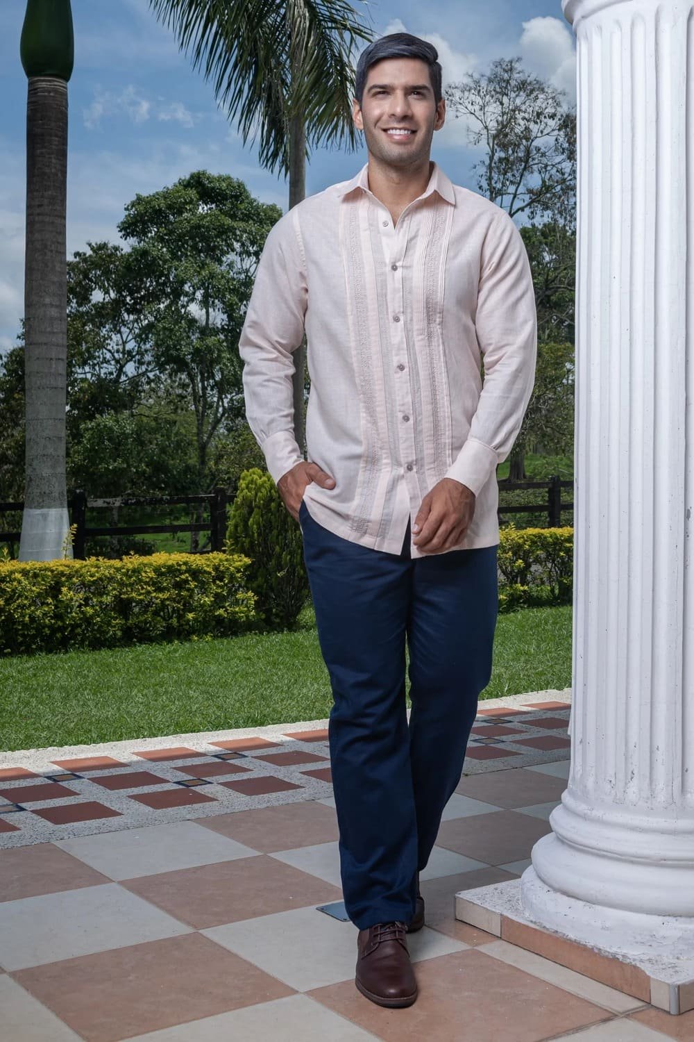 Camisa Guayabera Beige Manga Larga - Colección 2024 La Vida en Guayabera 2 Guayabera Beige Manga Larga