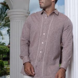 08-669 camisa guayabera cafe