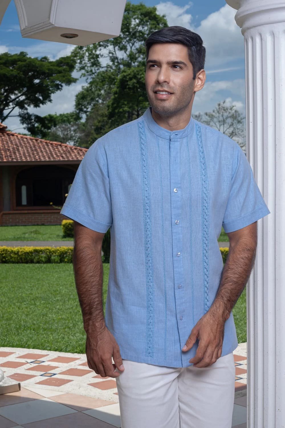 Camisa Guayabera Azul Celeste