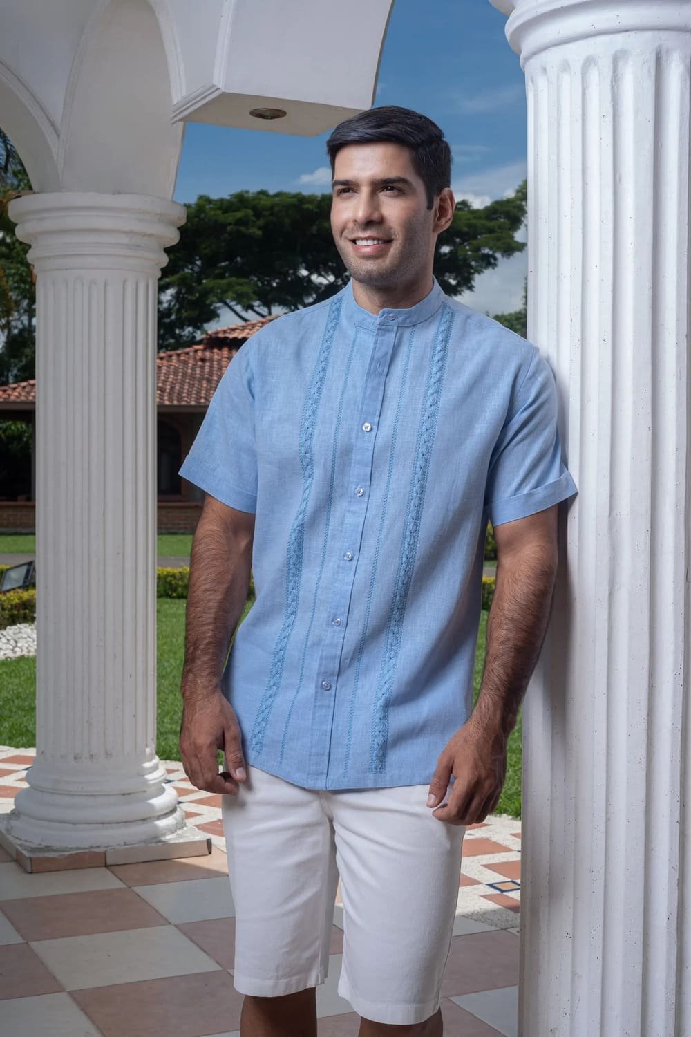 Camisa Guayabera Azul Celeste Manga Corta - Colección 2024 La Vida en Guayabera 2 Camisa Guayabera Azul Celeste