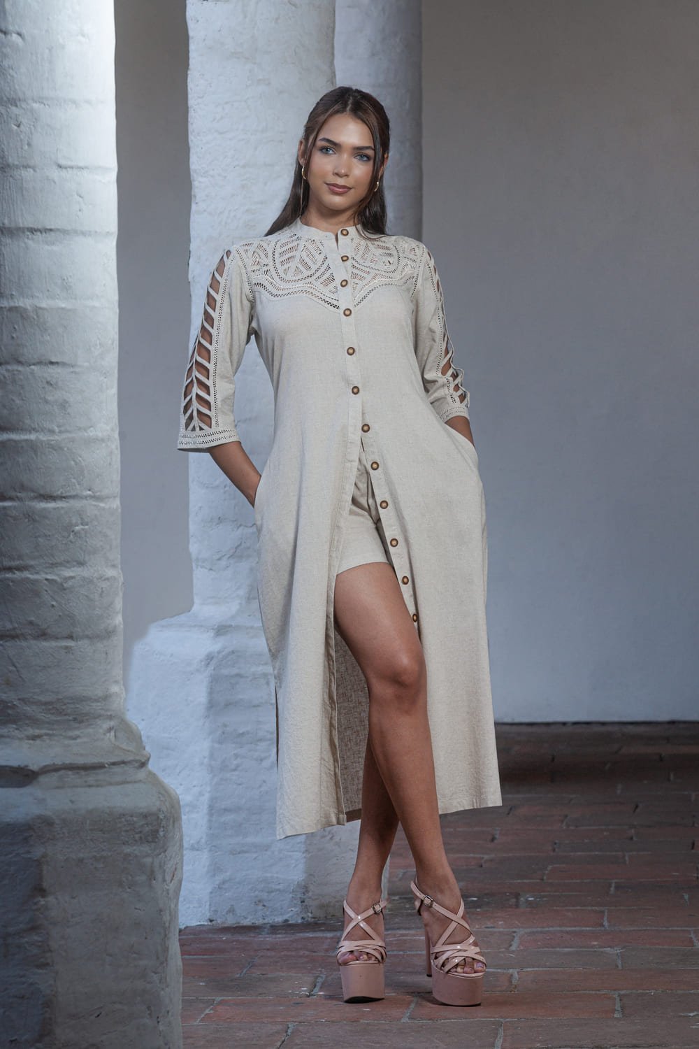 Caftán en Sesgo Bordada a Mano