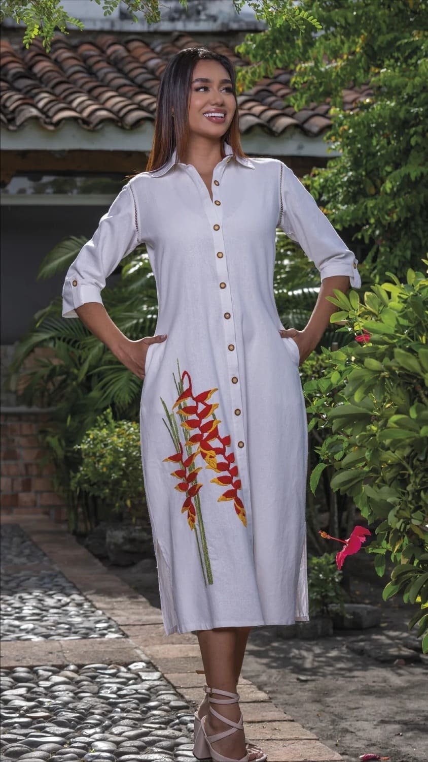 996 Caftán Marfil Heliconia Dorada