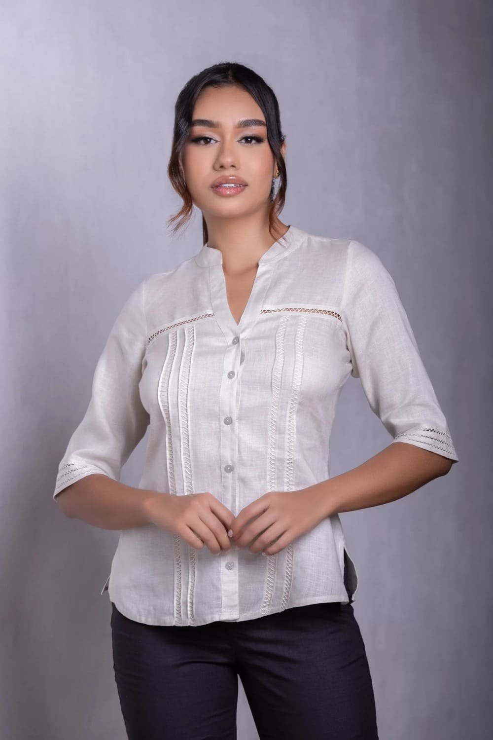 Blusa Beige de Lino - Amanecer Sereno