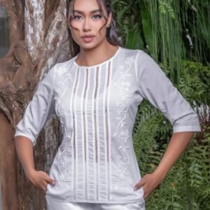 Blusa Blanca Bordada - Flores de Luz