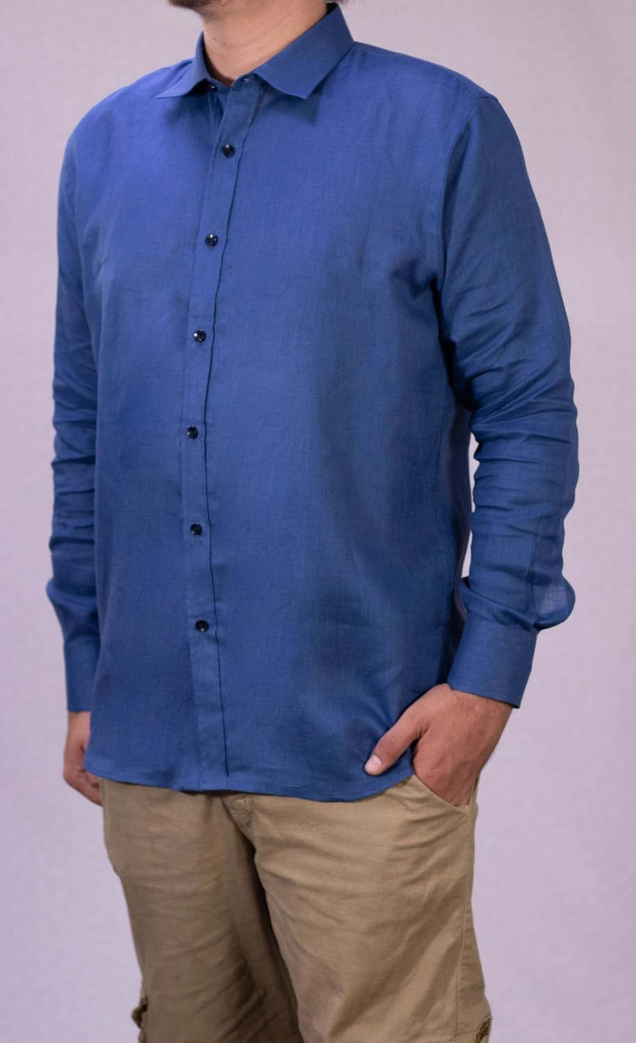 Camisa Basica Manga Larga 100% LINO MANZUR - FRIXIO 2 Camisa Basica Manga Larga 100% LINO MANZUR