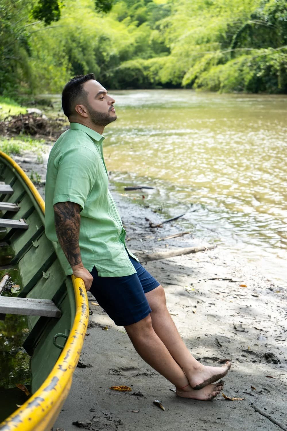 Guayabera Verde Manzana Calada Cuello de Ángel - Coleccion 2024 - Raices - FRIXIO 3 Guayabera Verde Manzana Calada