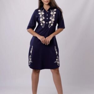 VESTIDO AZUL OSCURO CAMISERO MANGA imagen del producto