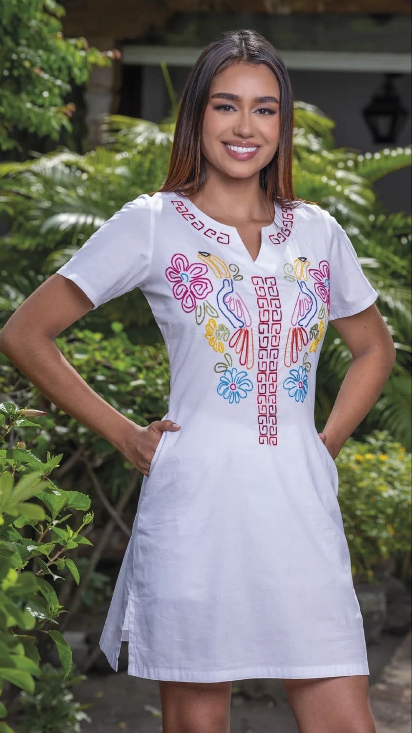 Vestido Blanco Vibracion Natural Vestido blanco bordado artesanal